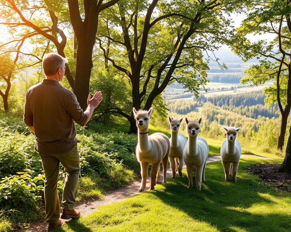 Alpaka Wanderung Guide im Naturparadies Wermsdorf
