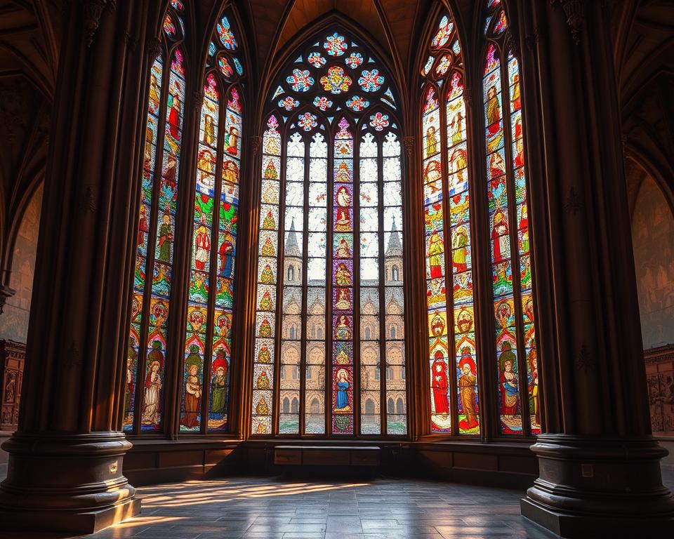 Historische Glasfenster im Kloster Steinfeld