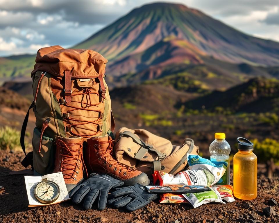 Wanderausrüstung für den Vulkanpfad