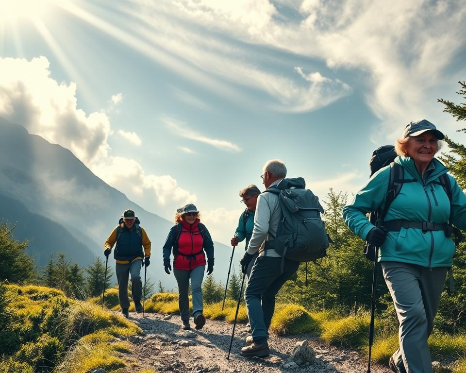 Funktionskleidung für Senioren beim Wandern