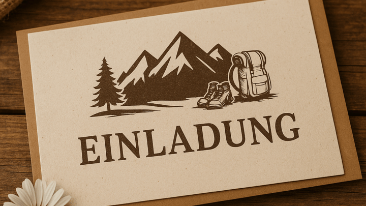 Einladungskarte - Berg- und Hütten-Events schön verpackt